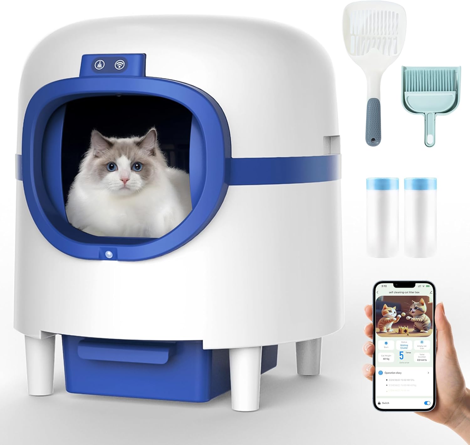 LMVVC Self Cleaning Cat Litter Box, Automatic Cat Litter Box Large Capacity Suitable for Multiple Cats