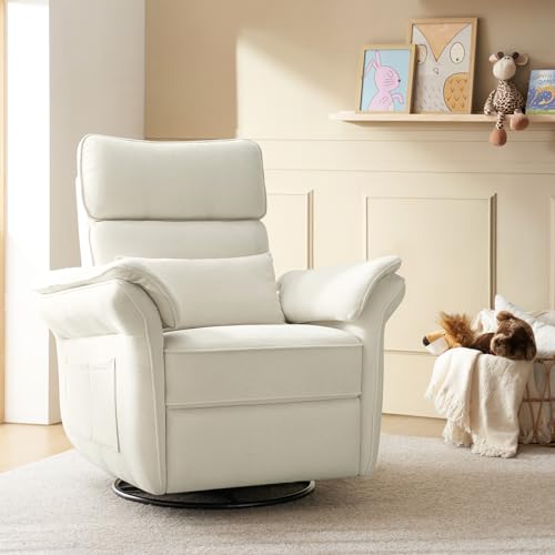 HULALA HOME Glider Recliner Nursery Chair with Adjustable Armrests & Headrest, Modern Power Recliner with USB Port & Storage Bags
