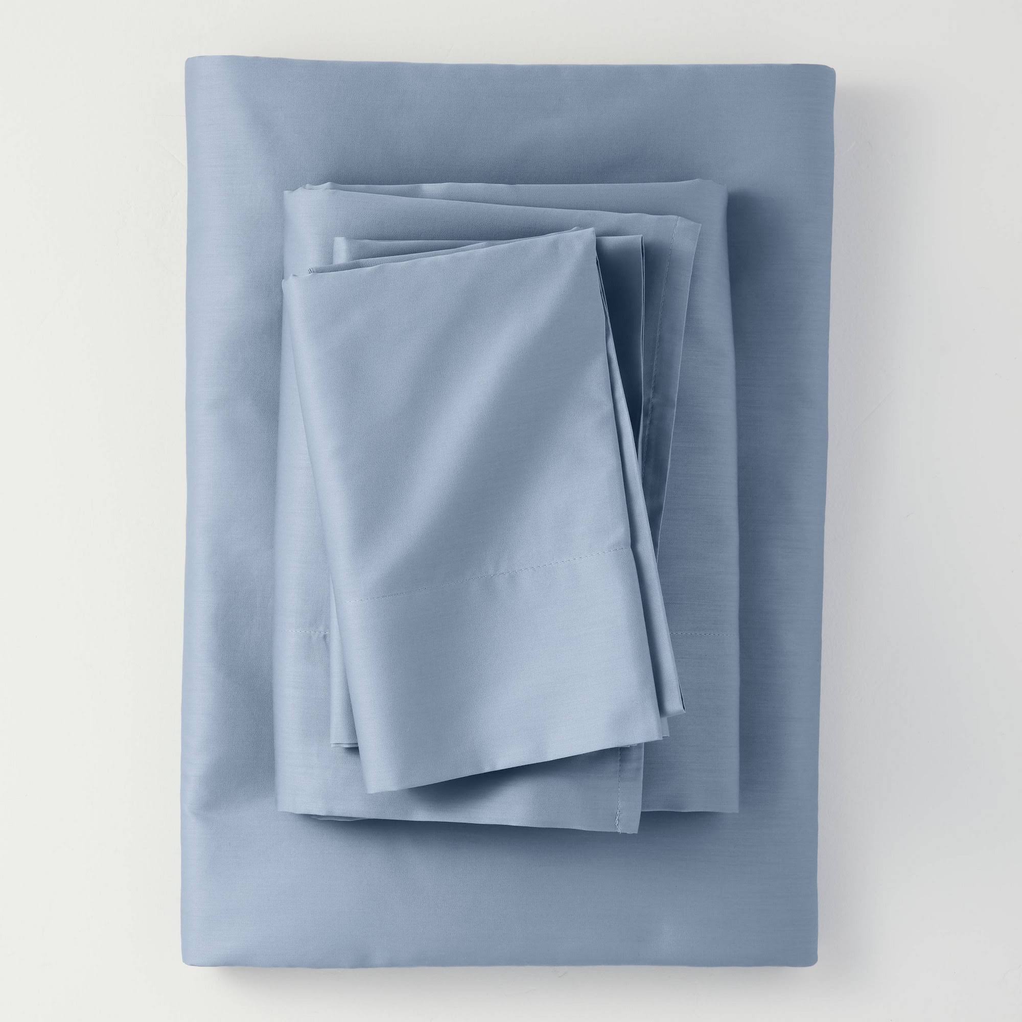 Queen 300 Thread Count Temperature Regulating Solid Sheet Set Deep Sky Blue - Casaluna