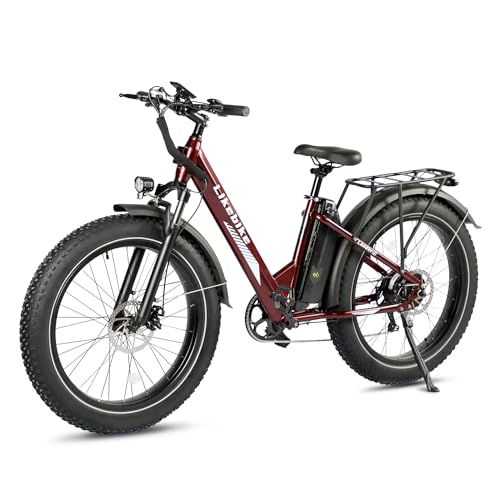 Likebike Electric Mountain Bike,26" Fat Tire Electric Bike for Adults Peak 720W, 48V 13Ah Battery,UL 2849 Certified,Step Thru Ebike