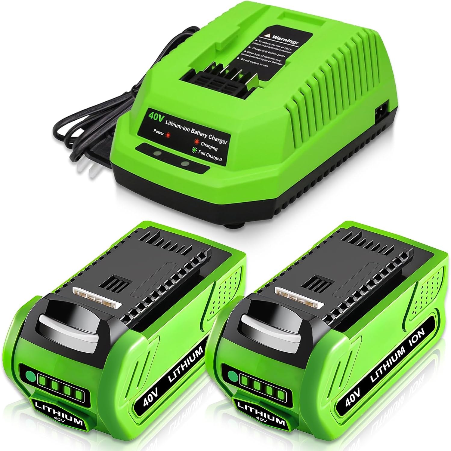 2-Pack 40 Volt 6.0Ah Lithium ion 29462 29472 Battery and 29482 Charger Compatible with Greenworks 40V Battery 29462 29472 G-MAX Power Tools 29252
