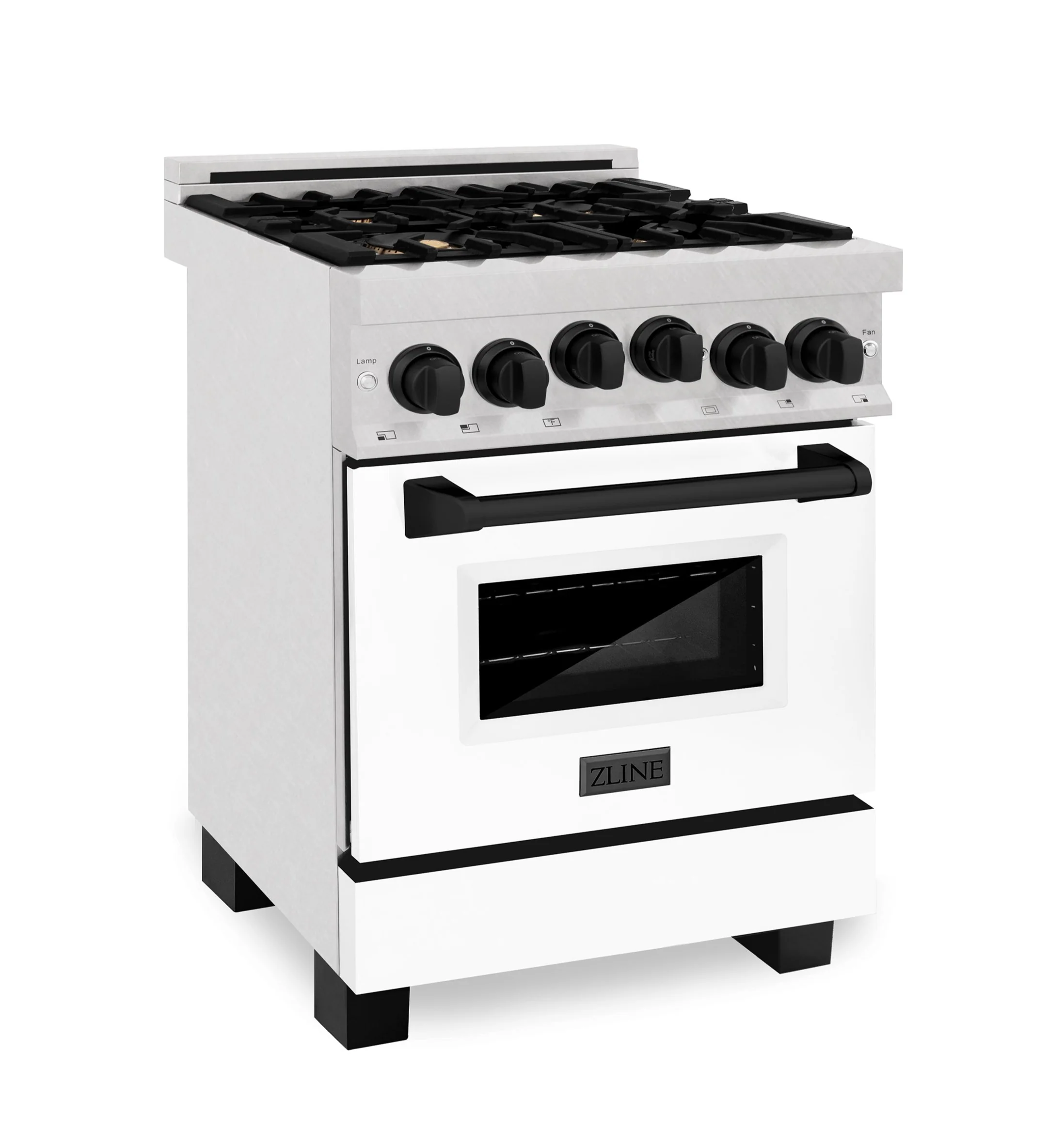 ZLINE Autograph Edition 24 in. Range with Gas Burner and Gas Oven in DuraSnow® Stainless Steel with White Matte Door and Matte Black Accents