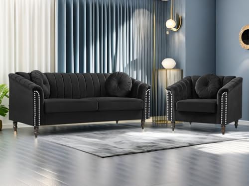 Living Room Furniture Set, Sectional Couches, Chesterfield Sofa Set, Fabric Loveseat Couch Set