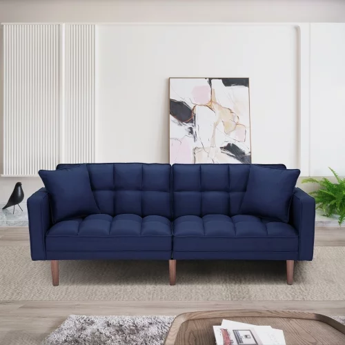 Futon Sofa Bed with 2 Pillows, Futon Sleeper Sofa With 2 Pillows, Memory Foam Futon Sofa Bed Couch for Living Room, Guest Room