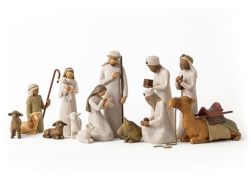 Willow Tree Nativity Starter Figures with The Three Wisemen plus Metal Stars, 14-piece set