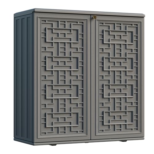 Outdoor Storage Cabinet Waterproof with Shelf,Resin Storage Sheds Outdoor Cabinets for tub towels/chemicals/grill items/Patio/Garden/Backyard