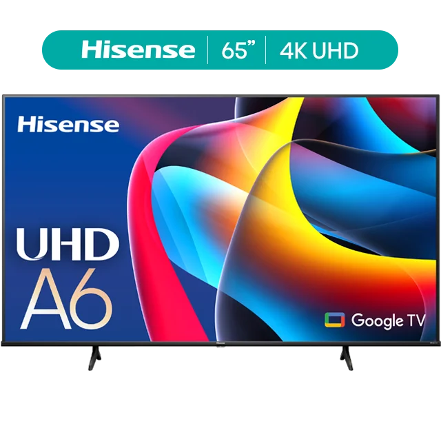 Hisense 65-Inch Class A6 Series 4K UHD Google Smart TV (65A6N, 2024 Model) - 4K AI Upscaler, Game Mode Plus, Voice Remote, DTS Virtual:X technology