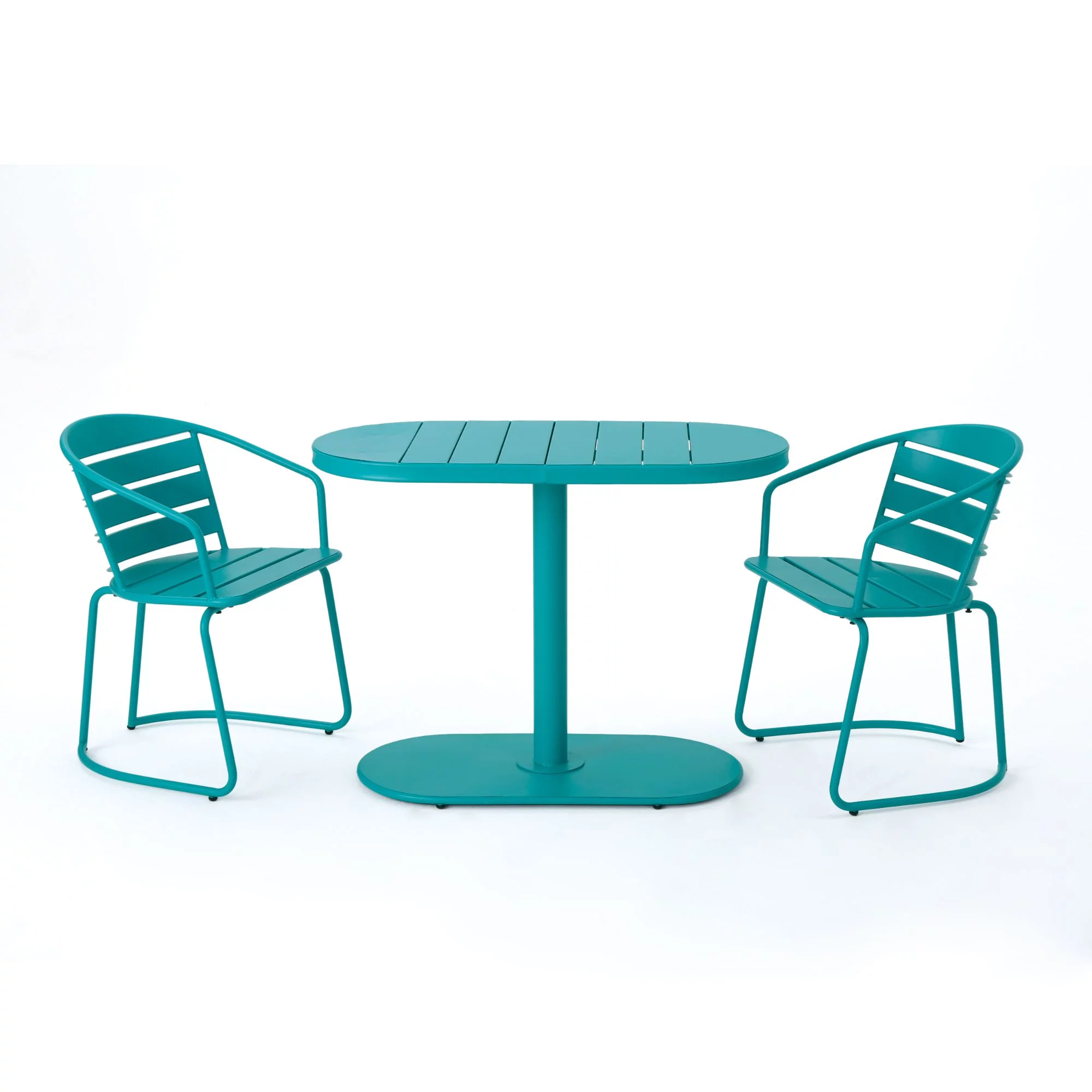 3-Piece Matte Teal Blue Handcrafted Outdoor Furniture Patio Bistro Set - Curated Treasures Market