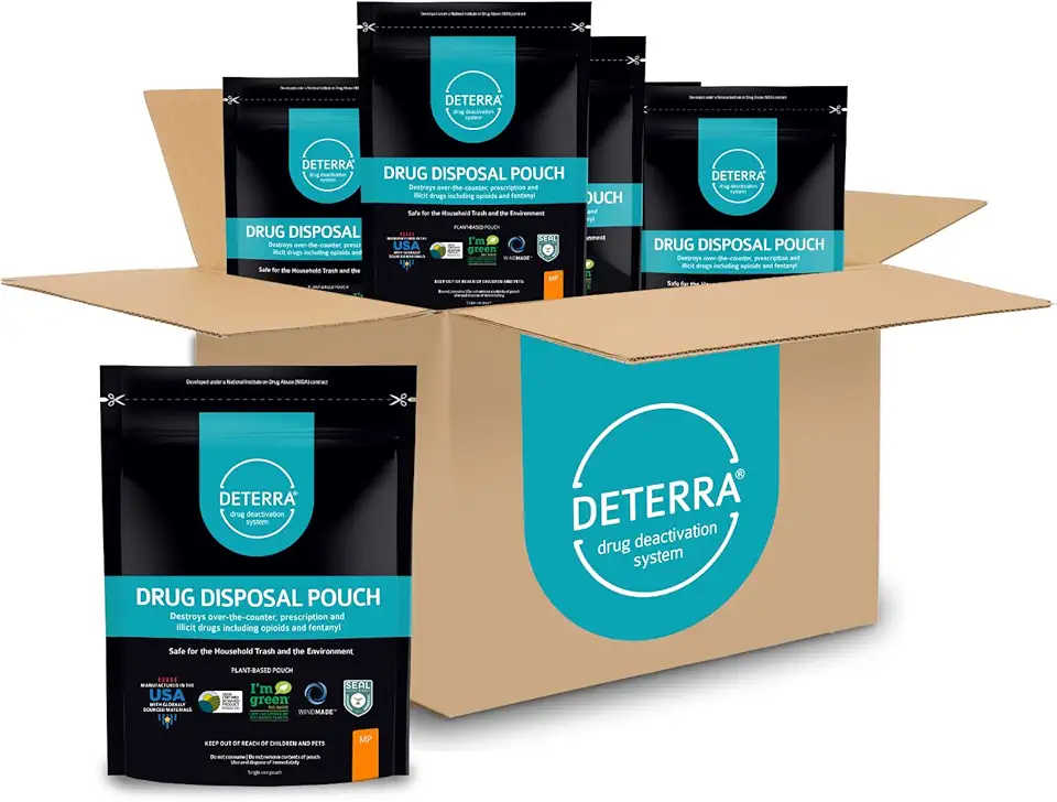 MP - Drug Deactivation and Medication Disposal System - Safe Medication, Pill, and Liquid Destroyer - Plant-Based Medium Stand-Up Pouch (25-Pack)