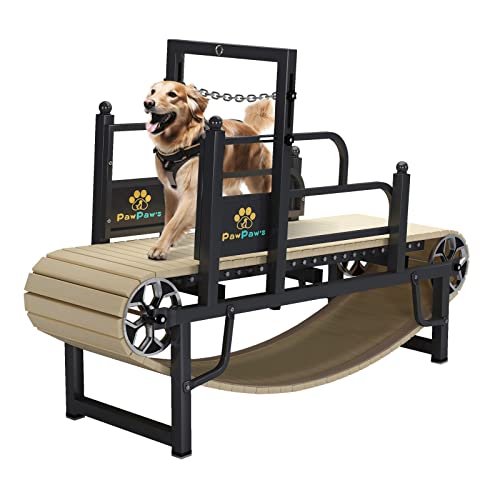 PawPaw's Large & Medium Dog Treadmill - Indoor & Outdoor Use, Up to 220 lbs, Slatmill Design with Brake