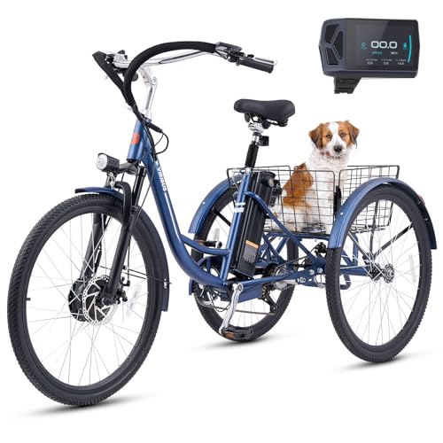 Viribus Electric Trike for Adults, 7 Speed Electric Tricycle for Adults with 48V 13Ah Battery, Front Suspension, 350W Motor