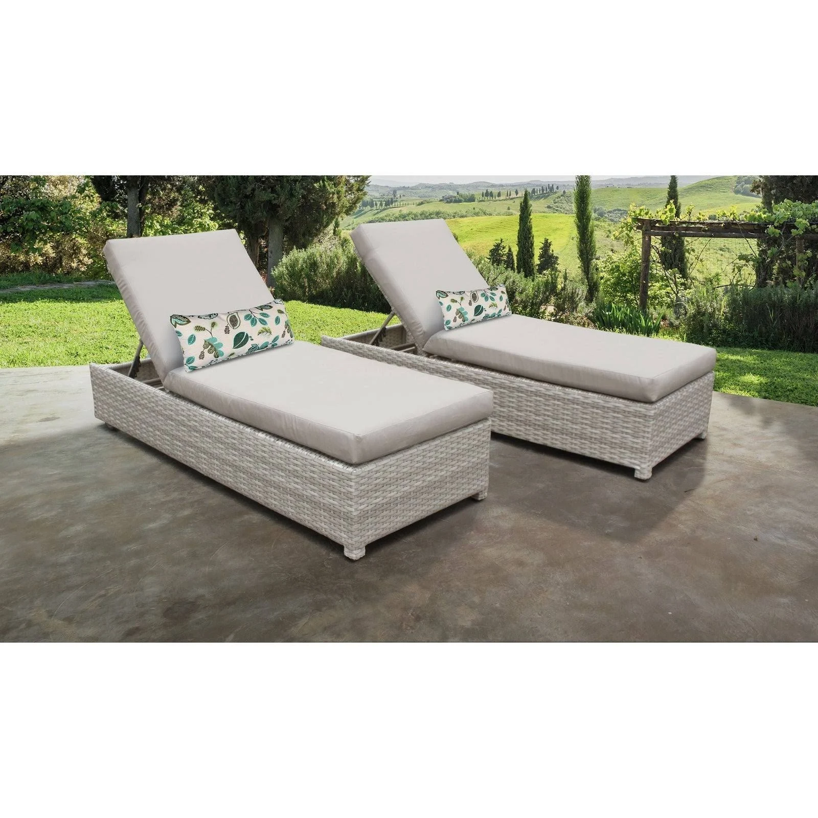 TK Classics Fairmont Collection FAIRMONT-W-2x Set of 2 Chaises - 1 Set of Beige
