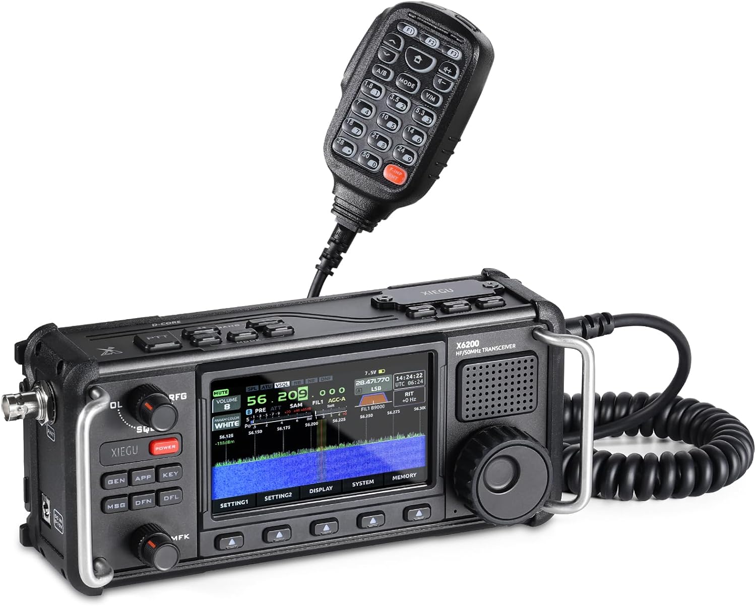 Xiegu X6200 HF Radio Transceiver, Portable HF/50MHz/WFM/AIR Receiver with RF Direct Sampling System, 3200mAh Replaceable Battery, 4 LCD Screen