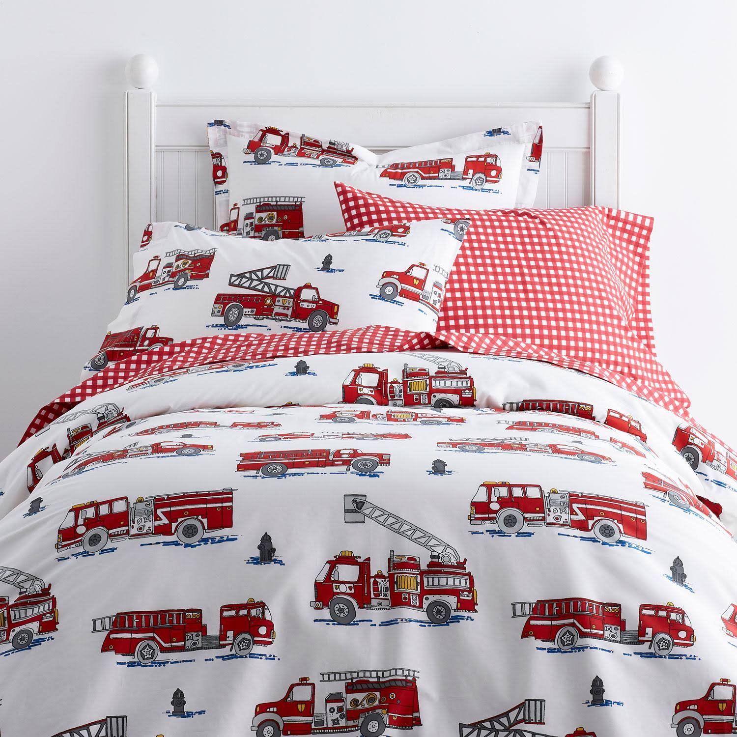 Fire Truck Percale Duvet Cover - Full | The Company Store