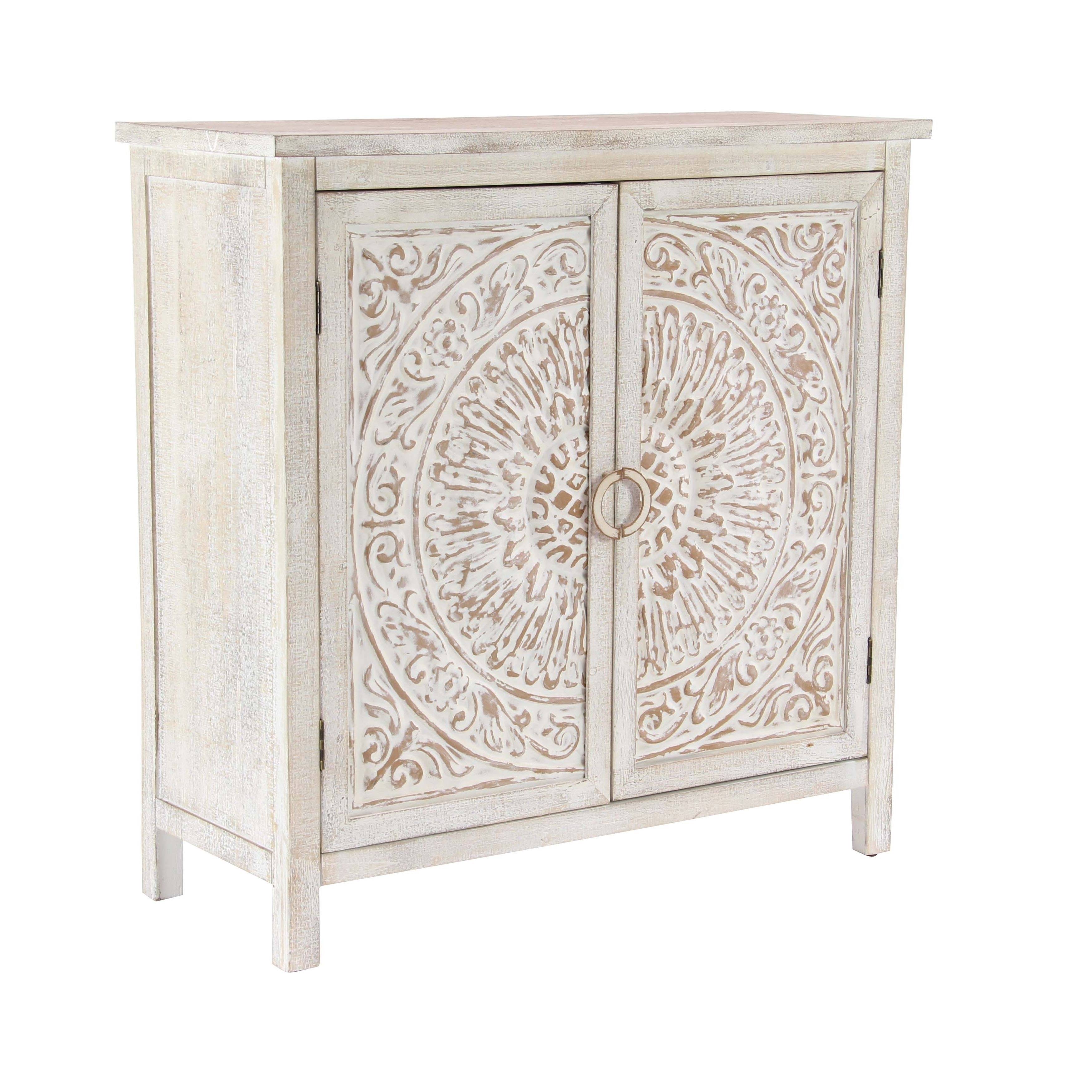 Decmode Traditional Carved Design 2 Door Wooden Cabinet