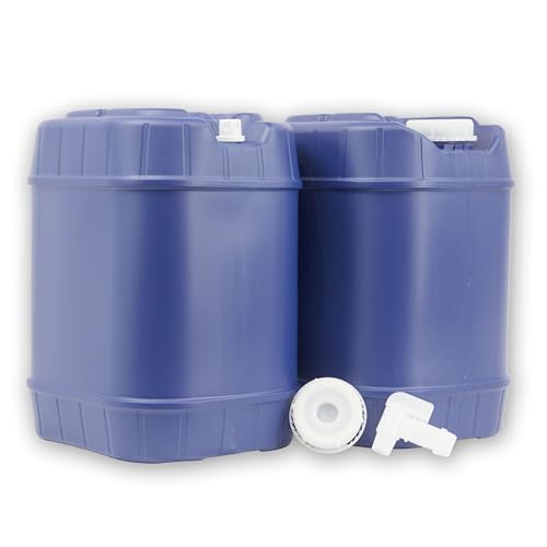 5-Gallon Stackable Water Storage Containers, 5 Gallons Each w/Lids + Spigot, Easy Fill