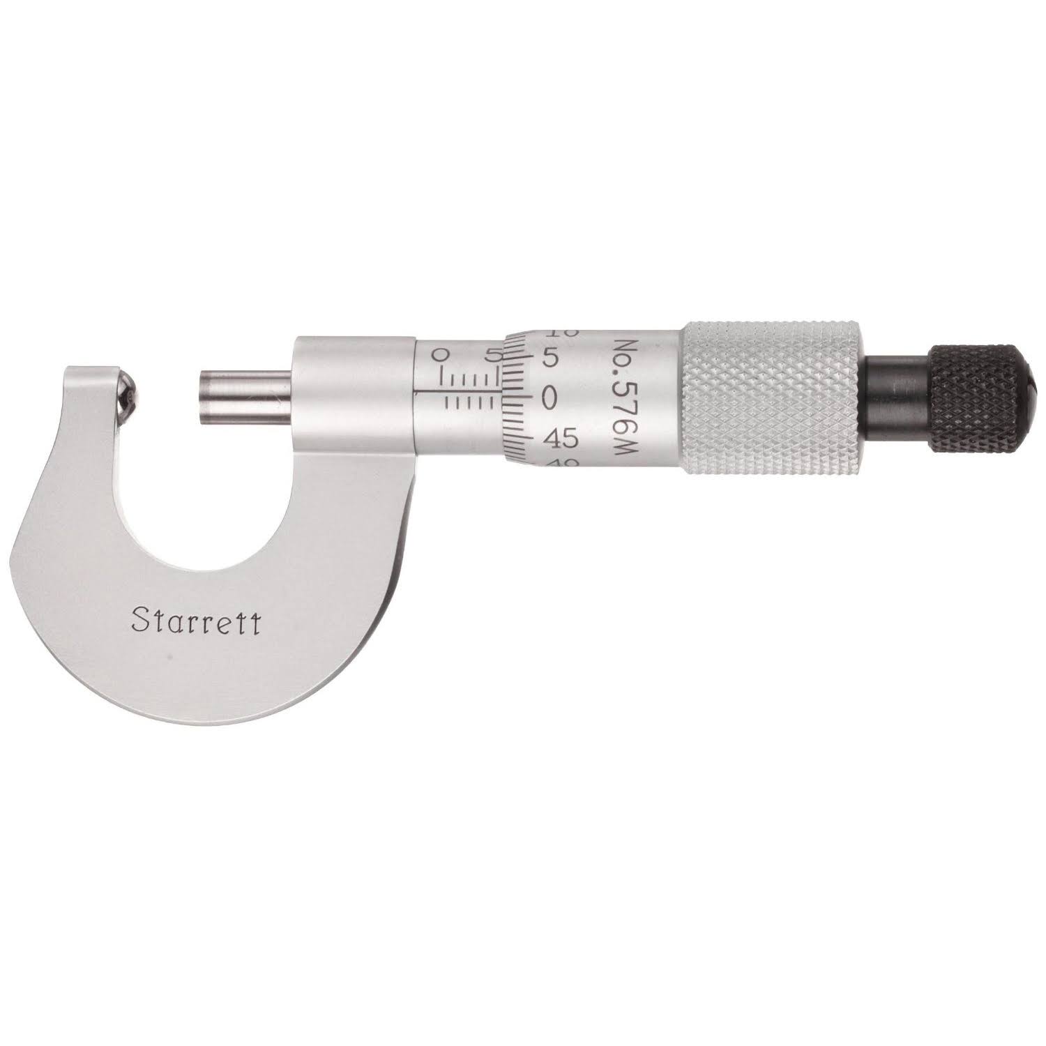 Starrett 576XR Outside Micrometer,Carbide Anvil G3192458