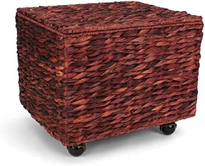 CGFHYP Seagrass Rolling File Cabinet - Home Filing Cabinet - Hanging File Organizer - Home and Office Wicker File Cabinet