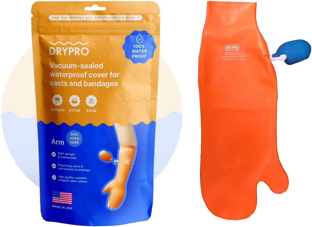 DryPro Waterproof Vacuum Sealed Full Arm Cast Cover (FA-12 (XS - Full Arm)) Pack of 2