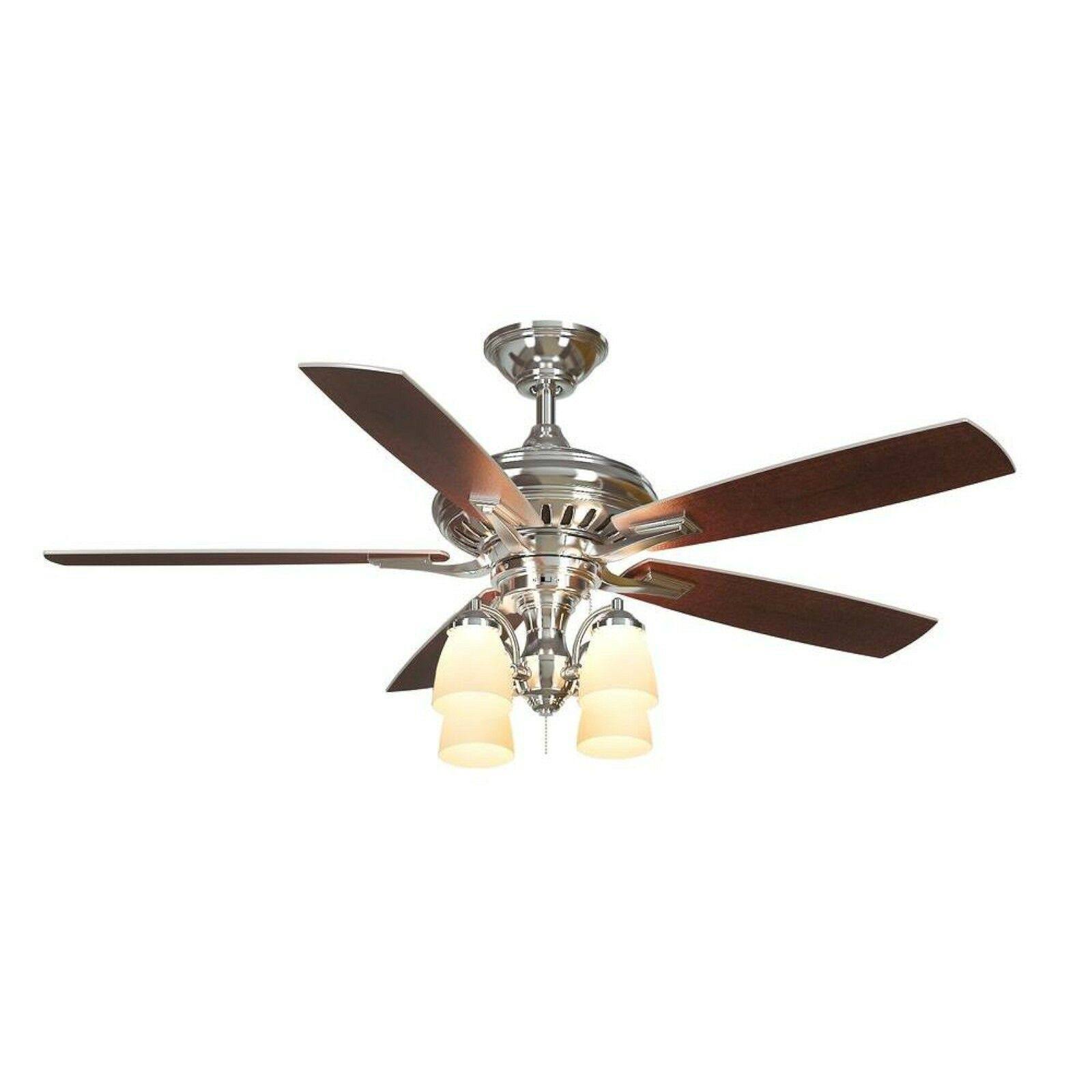 Hampton Bay Bristol Lane 52x22 Ceiling Fan with Light - Polished Nickel