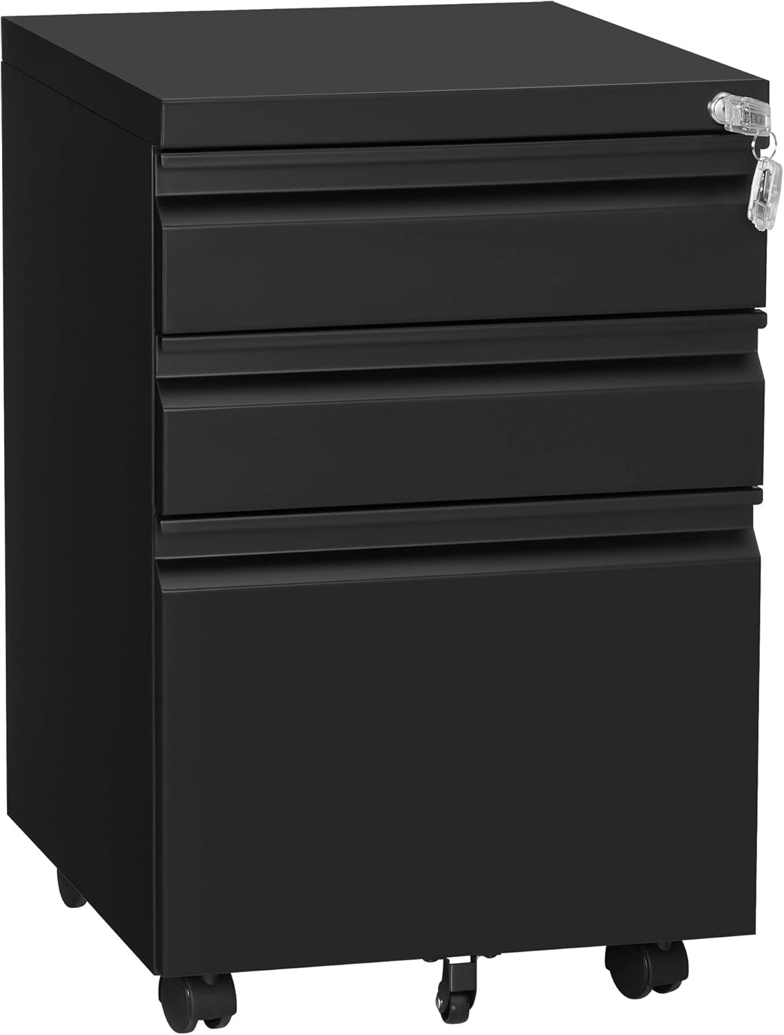 SONGMICS Mobile File Cabinet, Under Desk Office Cabinet with Wheels and Lock, for A4, Legal, Letter Sized Documents, Black UOFC020B01