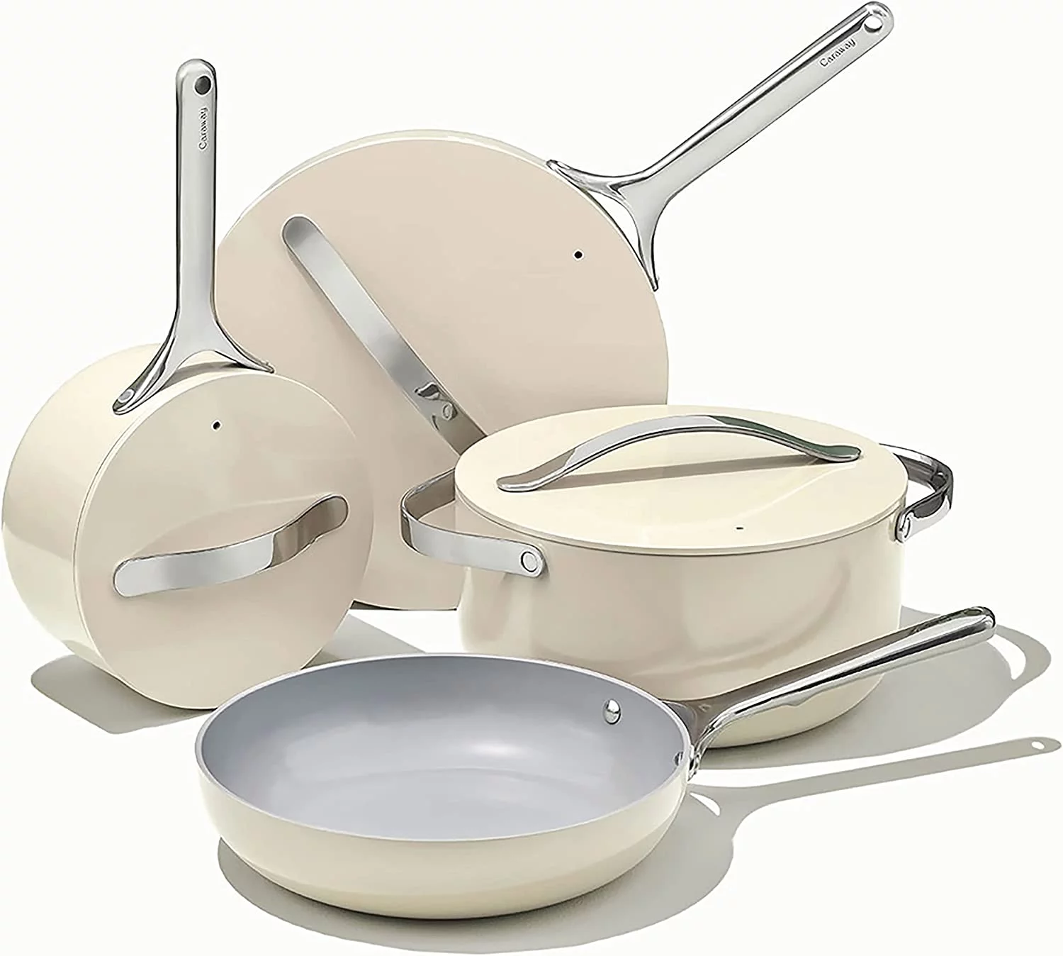 Caraway Nonstick Ceramic Cookware Set (12 Piece) Pots  Pans  Lids and Kitchen Storage - Non Toxic  PTFE &amp; PFOA Free - Oven Safe &amp