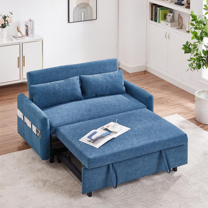 Convertible Chair Bed, 3 in 1 Convertible Sofa Bed Sleeper Chair with 3 Level Adjustable Backrest & 2 Pillow, Pull Out Sofa Bed in Microfiber