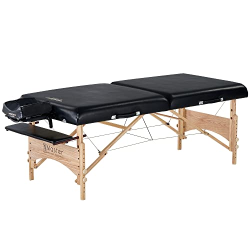 Master Massage Gibraltar Olympic LX Portable Massage Table Extra Wide Beauty Bed, Extra Wide for Larger Clients (32" Width), Black