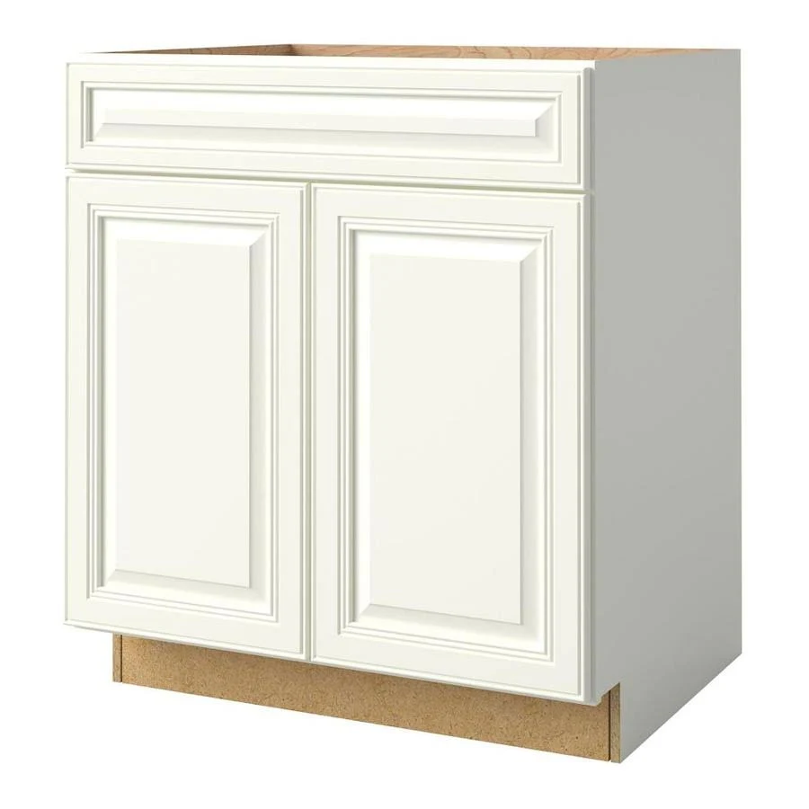 Allen + Roth Dawley 30-in W x 34.5-in H x 24-in D Linen Maple Sink Base Semi-Custom Cabinet in White | 25319DW