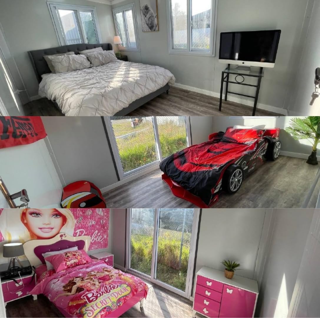 40FT Tiny House to Live in,SAA Portable Prefab House with 3 Bedroom 1 Full Equipped Bathroom and Kitchen,Foldable Mobile Home with Steel Frame