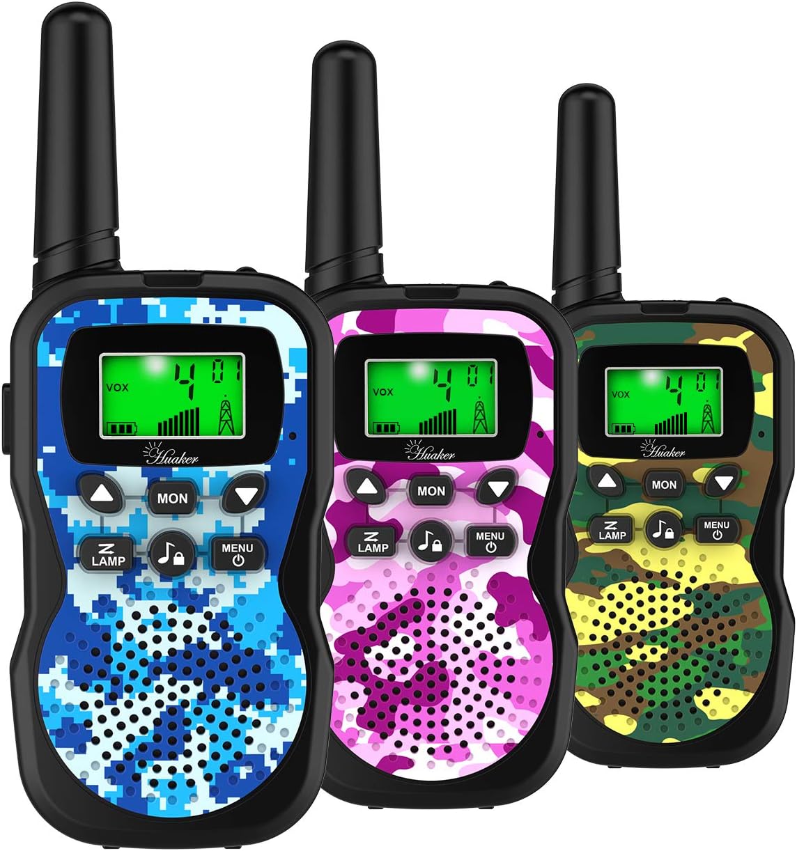 Huaker Kids Walkie Talkies,3 Pack 22 Channels 2 Way Radio Toy with Flashlight and LCD Screen,3 Miles Range Walkie Talkies for Kids Outside Adventures