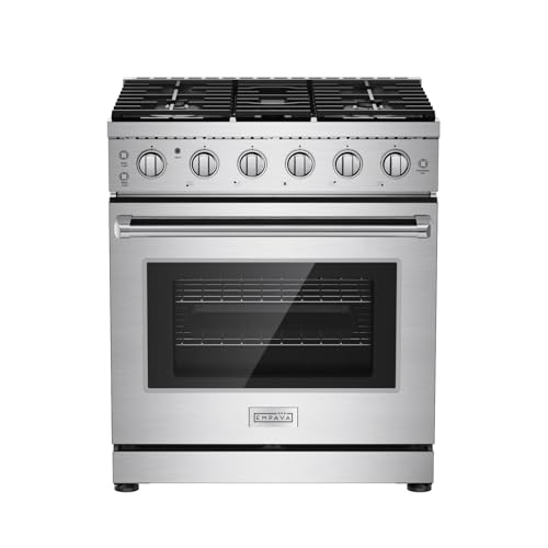 Empava 30" Slide-in Single Oven Gas Range with 4 Sealed Ultra High-Low Burners-Heavy Duty Continuous Grates in Stainless Steel