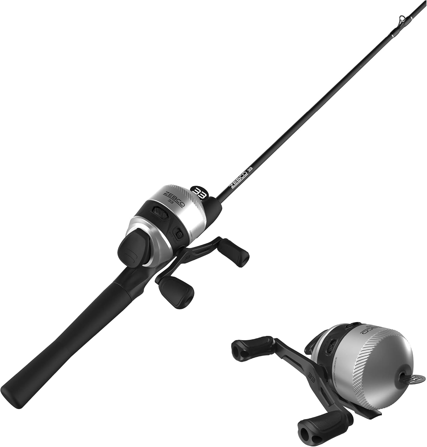 Zebco 33 Spincast Reel and 2-Piece Fishing Rod Combo, 5.5-Foot Durable Fiberglass Rod with Split Cork/EVA Handle