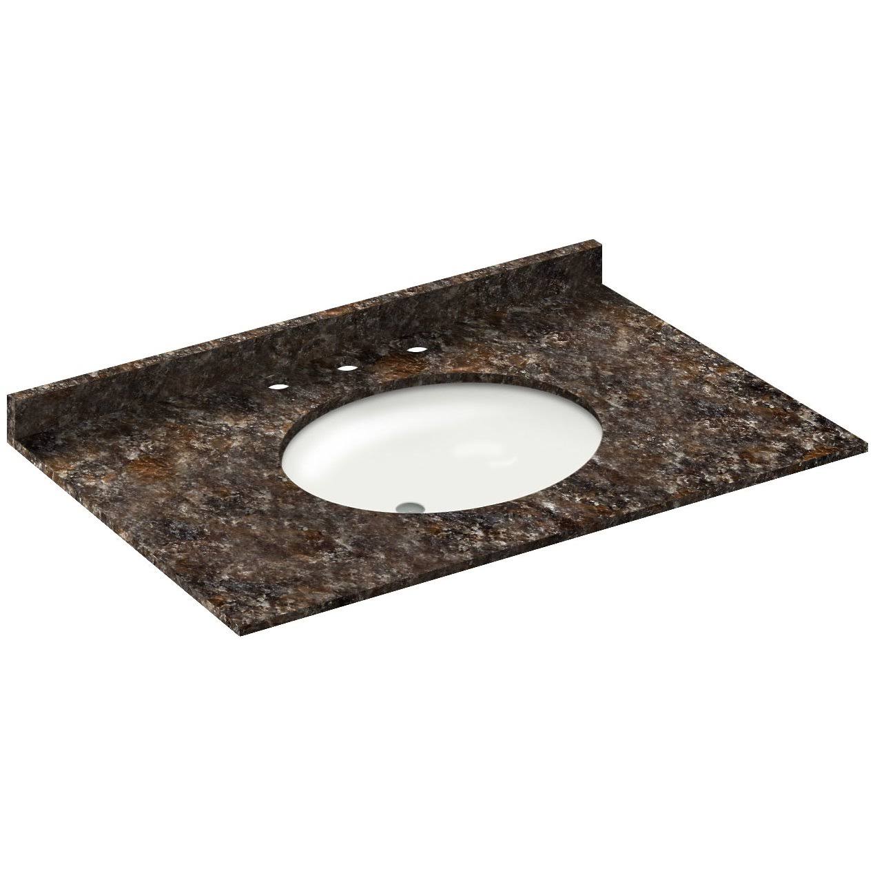 LessCare Horizon Tan Brown 37W 22D 8 in. Spread Single Vanity Top with Backsplash LGT37228