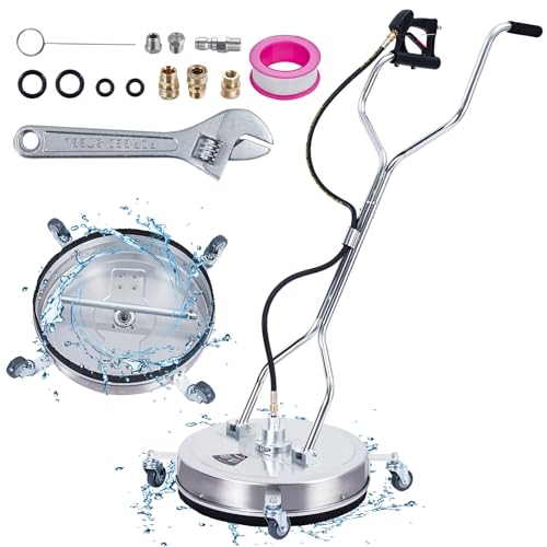 Towallmark 24" Pressure Washer Surface Cleaner with Dual Handle, 4 Wheels, 3/8" Quick Connect, 2 Replacement Nozzles
