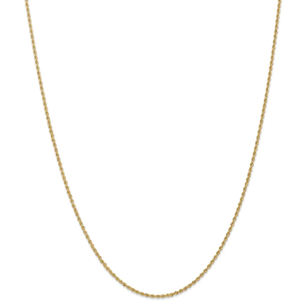 Leslie's Real 14kt Yellow Gold 1.6mm Solid Regular Rope Chain; 22 inch; Lobster Clasp; for Adults and Teens; for Women and Men