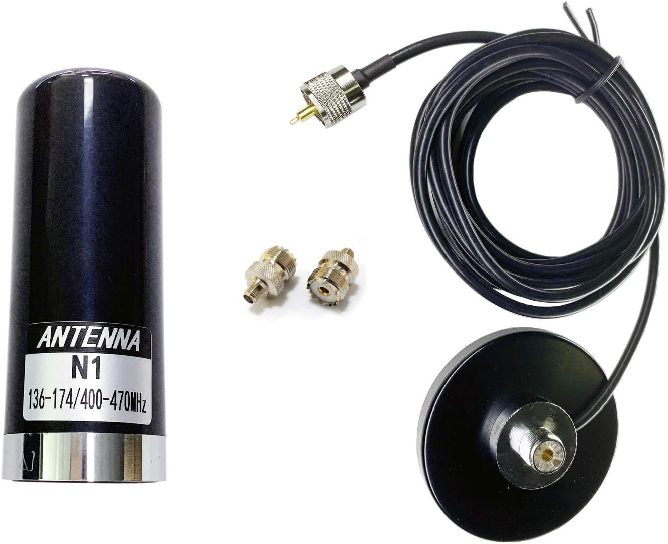 Mobile Radio Antenna N1 Dual Band VHF 136-174MHz UHF 400-470MHz, Mount Magnetic Base with PL259 Male Connector 13 feet(4 m) Cable