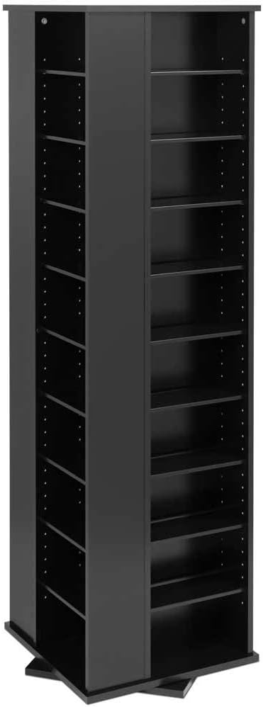 Prepac Large Four-Sided Spinning Tower Storage Cabinet, Black