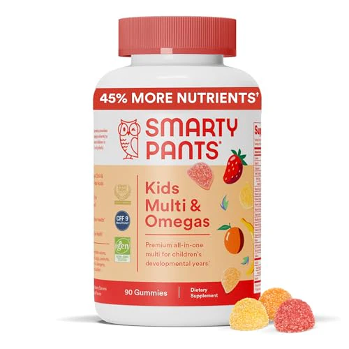 SmartyPants Kids Multivitamin Gummies: Omega 3 Fish Oil (EPA/DHA), Vitamin D3, C, Vitamin B12, B6, Vitamin A, K & Zinc for Immune Support