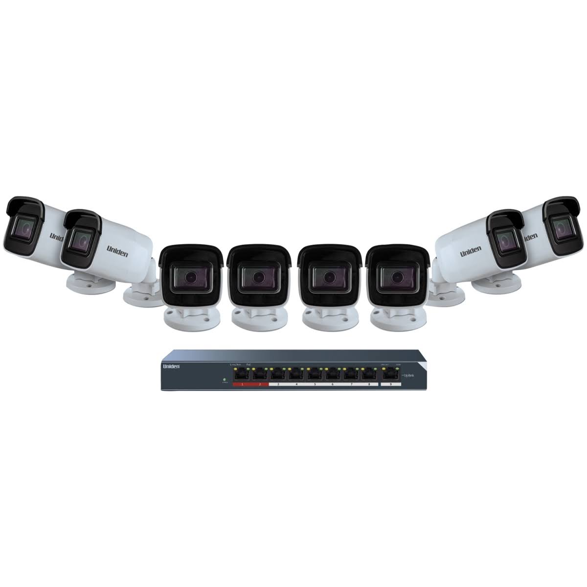 Uniden Uc8800 1080p 8-Camera Outdoor Security Cloud System with 9-Port PoE Switch