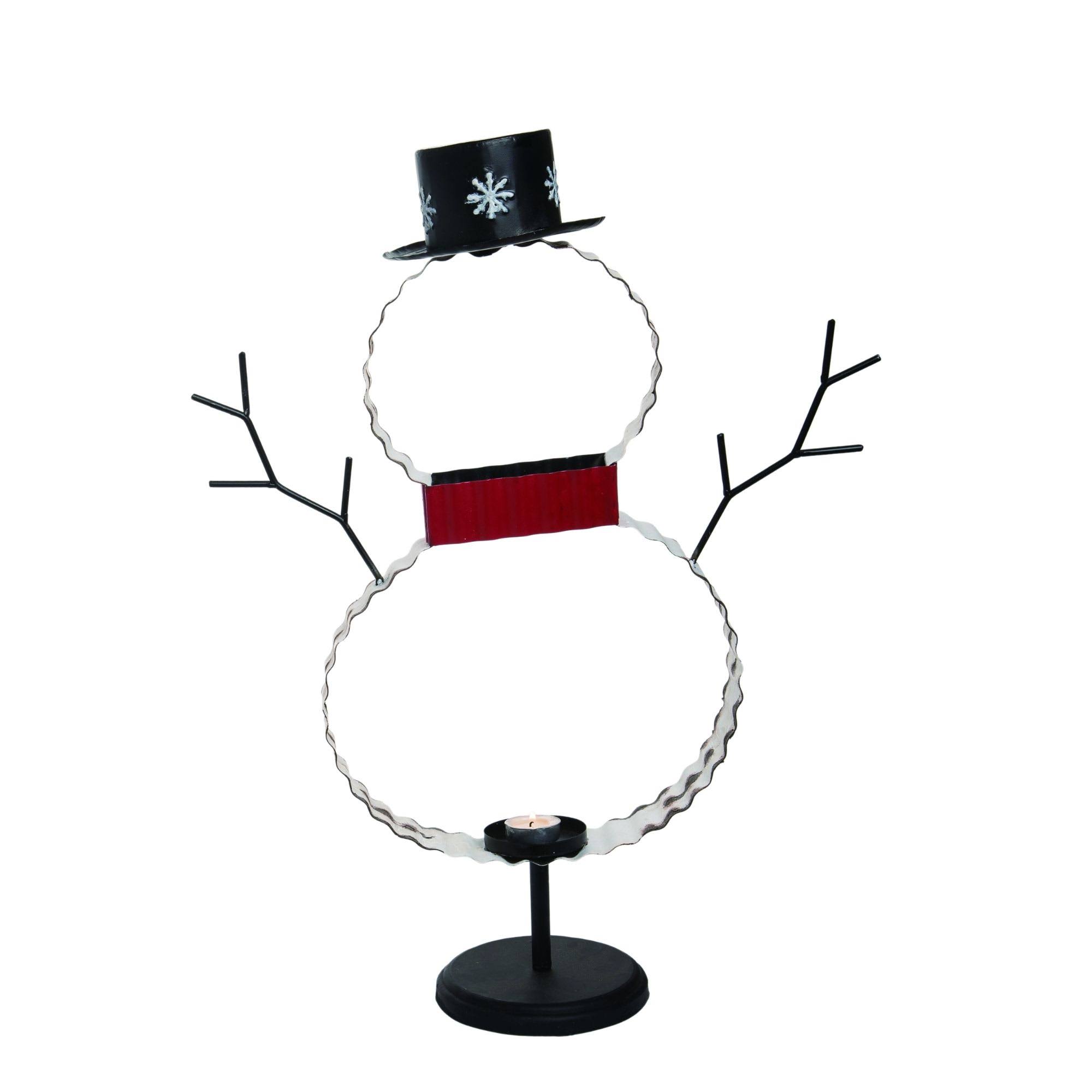 23x22 Silver and Black Snowman Christmas Candle Holder - Avayadevconnect