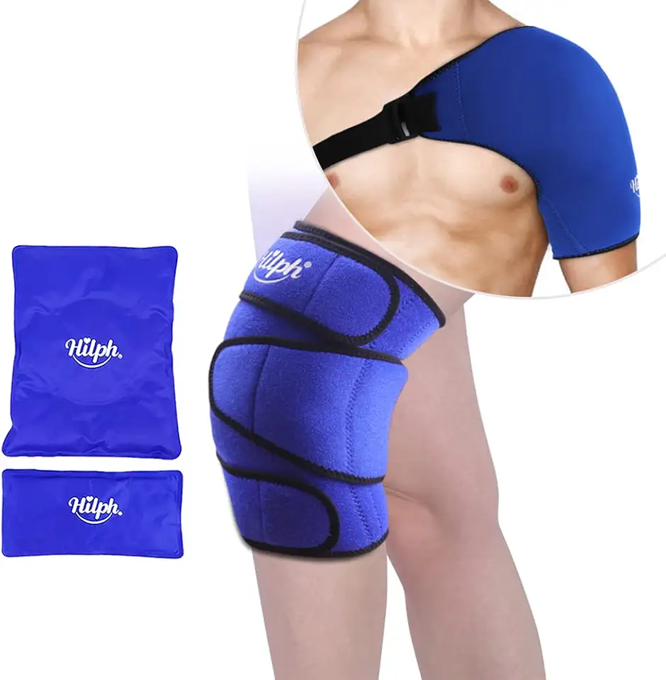Hilph® Bundle of 1 Shoulder Ice Pack with 1 Gel Pack + Knee Ice Pack with 2 Different Size Gel Pack for Injuries - Kansas Nuitrition - HNZSDS
