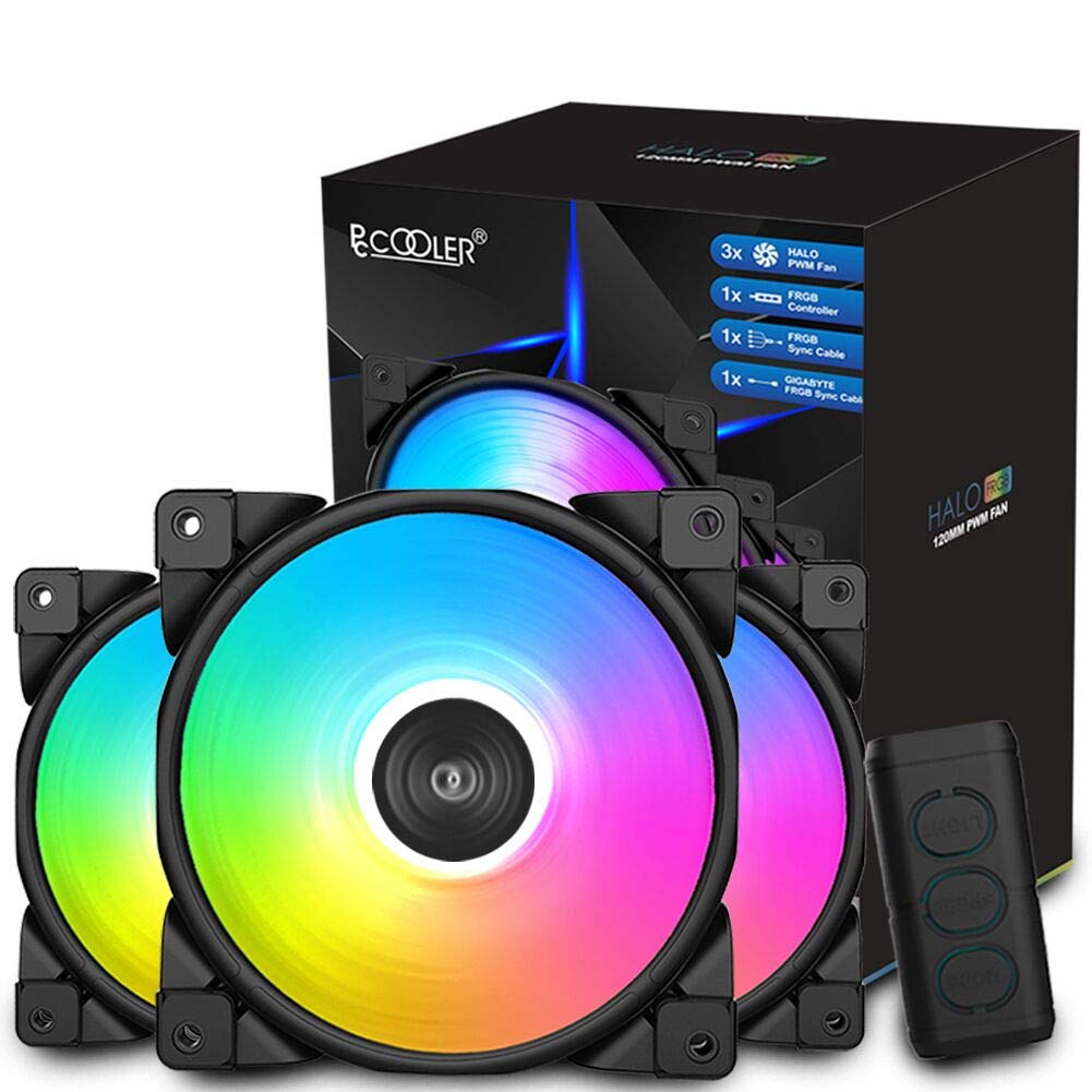 PCCOOLER 120mm Case Fan Dawn Series, 3M120HALO LED RGB Silent Fans - Advanced Lighting Customizations with 7 Colors&10 Lighting Modes
