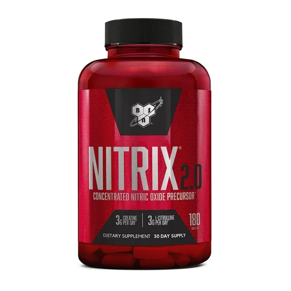 BSN Nitrix 2.0 Advanced Strength Tablets,180 Ct - Kansas Nuitrition - HNZSDS