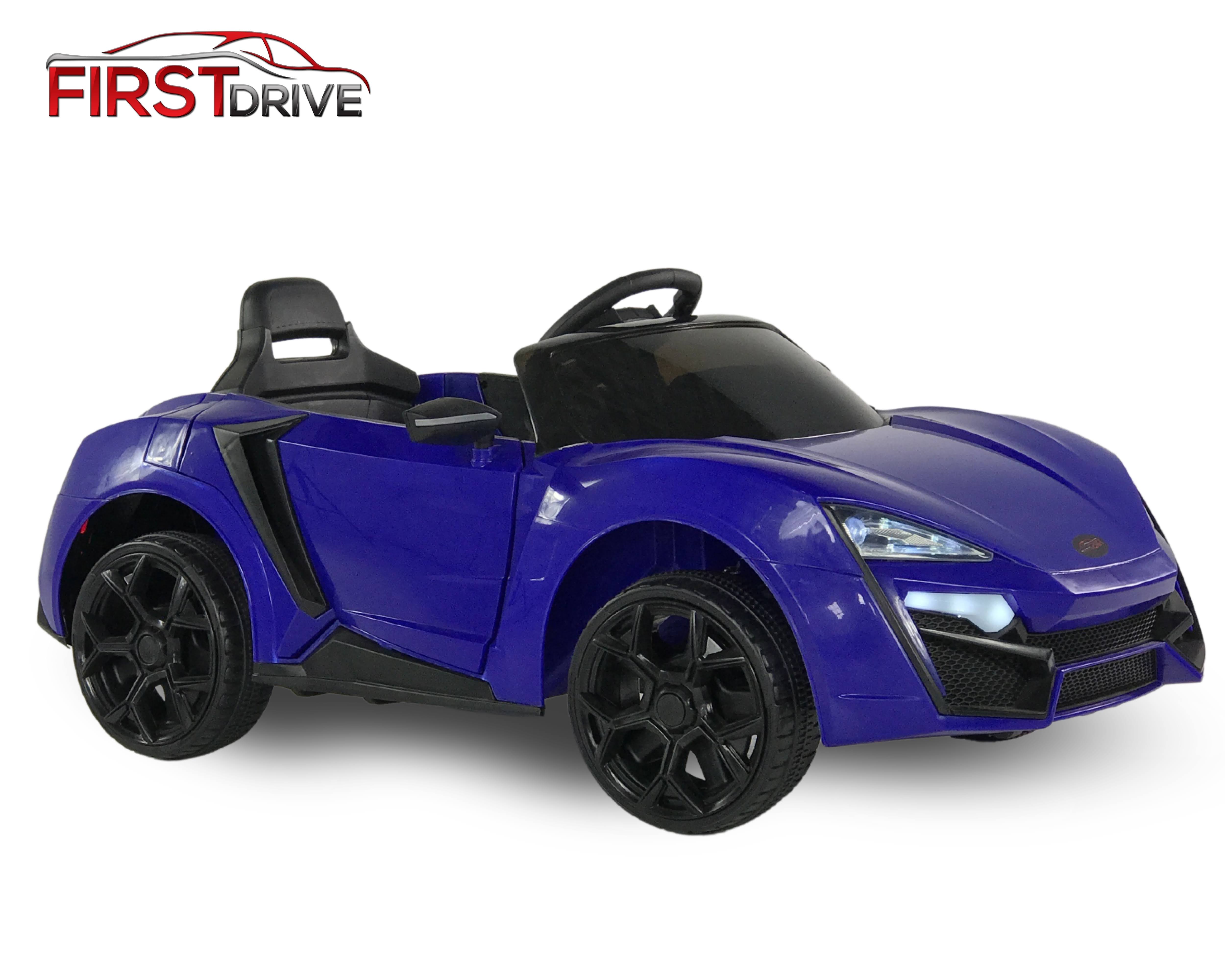 First Drive Lykan Hypersport Style Blue 12V Kids Cars - Dual Motor Electric Power Ride on Car with Remote