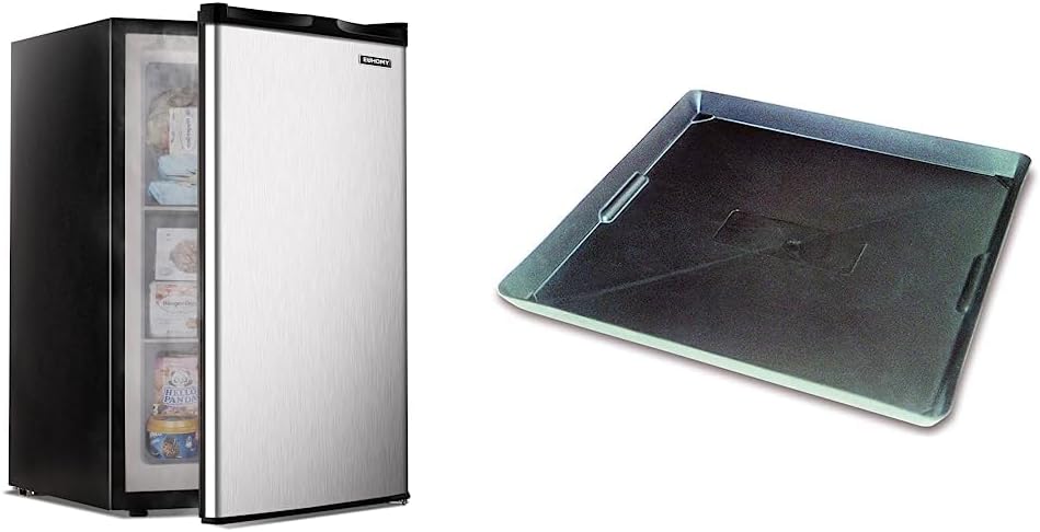 EUHOMY Upright freezer, 3.0 Cubic Feet, Single Door Compact Mini Freezer with Reversible Stainless Steel Door