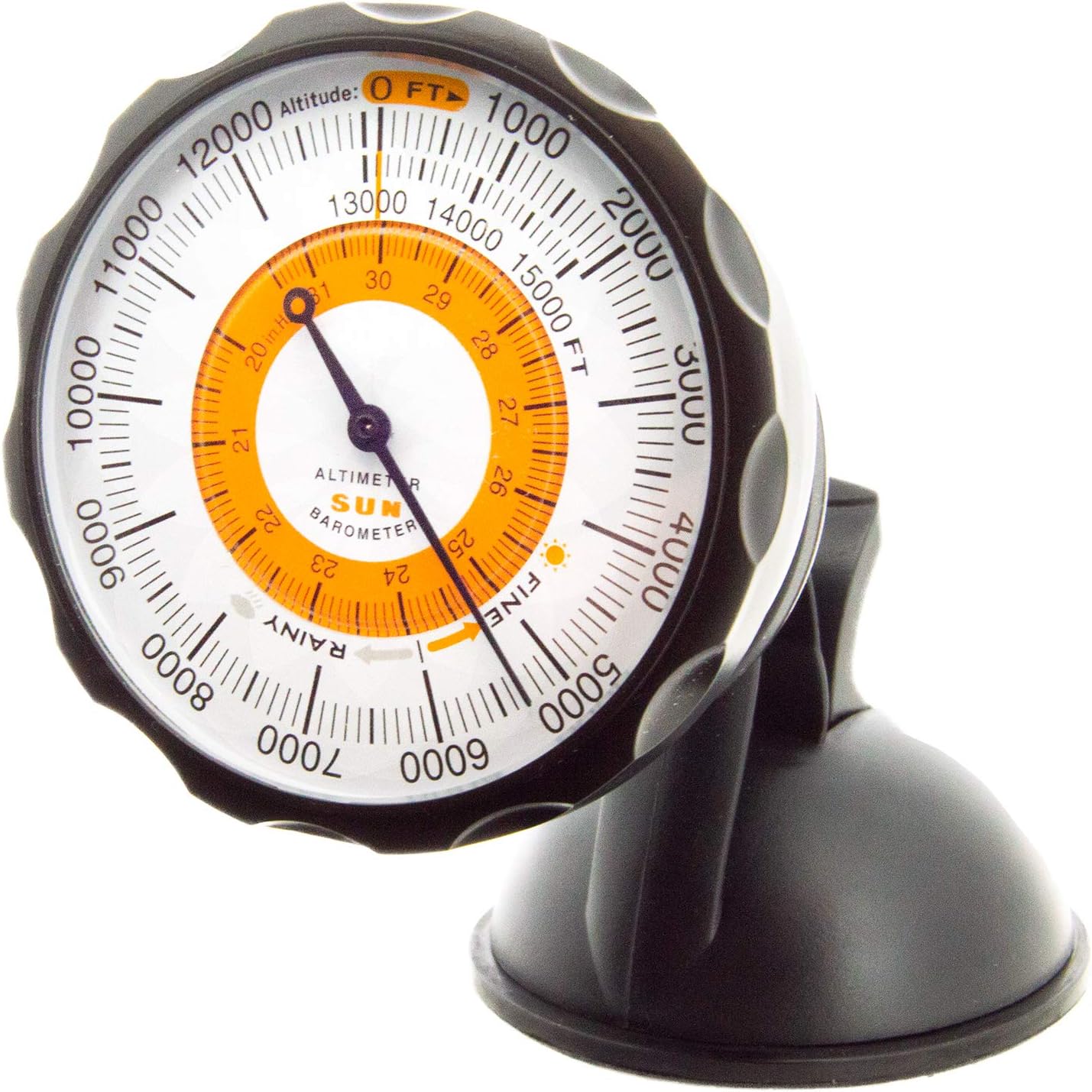 Sun Company AltiPort - Detachable Windshield and Dashboard Altimeter and Barometer | Altimeter for Cars and Trucks | Reads Altitude from 0 to 15