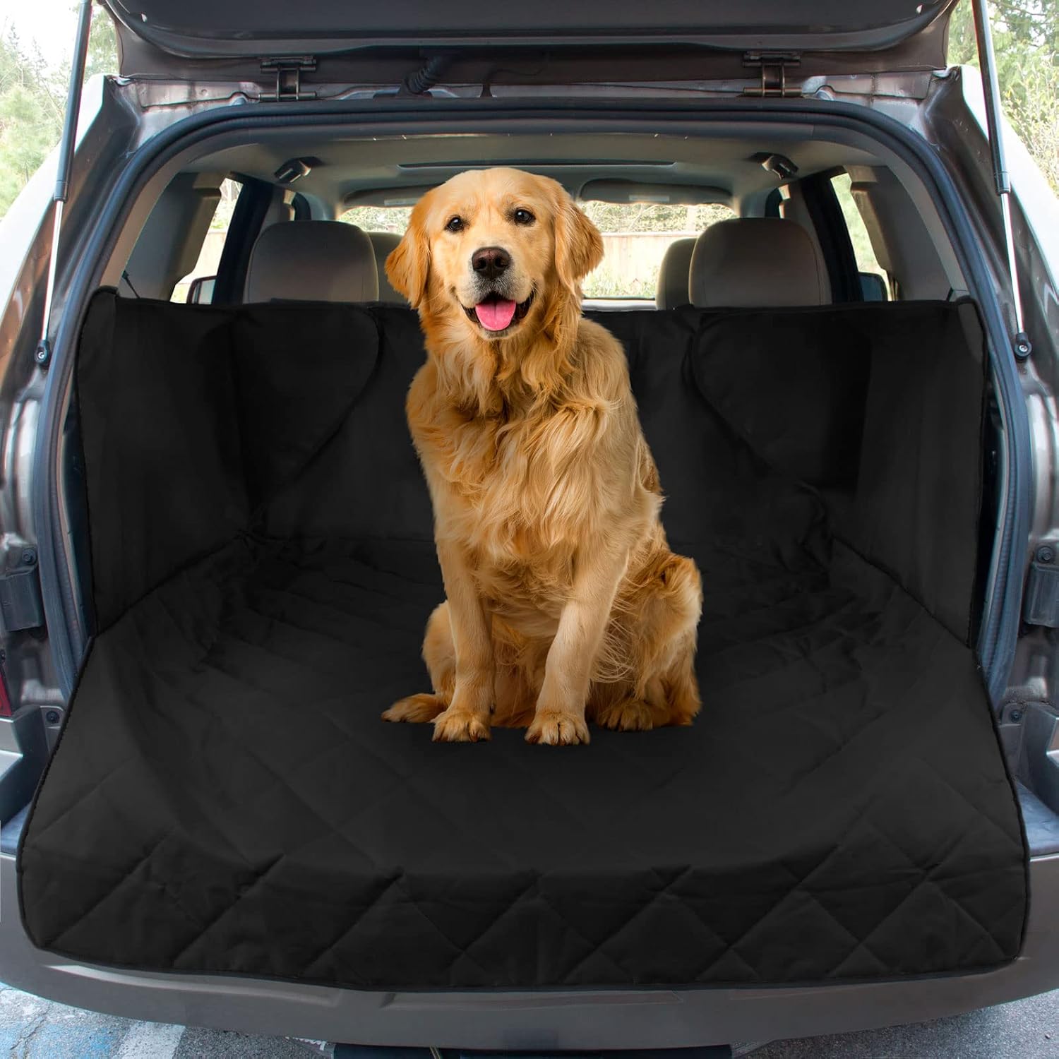 FrontPet Quilted Dog Cargo Cover with Sides for SUV, Universal Fit for Any Pet Animal, Durable Liner Covers and Protects Your Vehicle (X-Large/Grey)