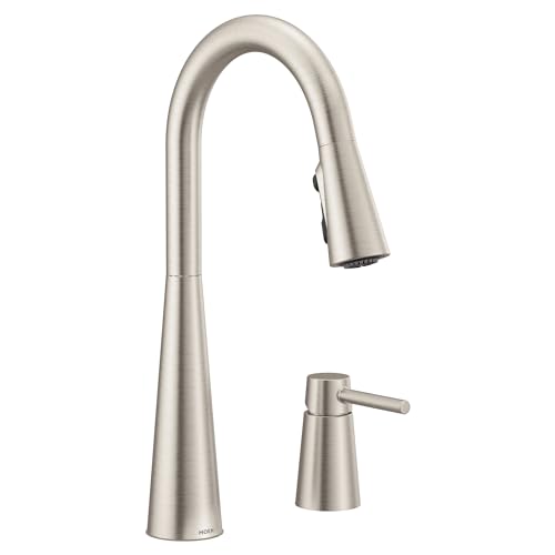 Moen 7871BL Sleek One-Handle High Arc Kitchen Faucet with In-Deck Handle, Matte Black