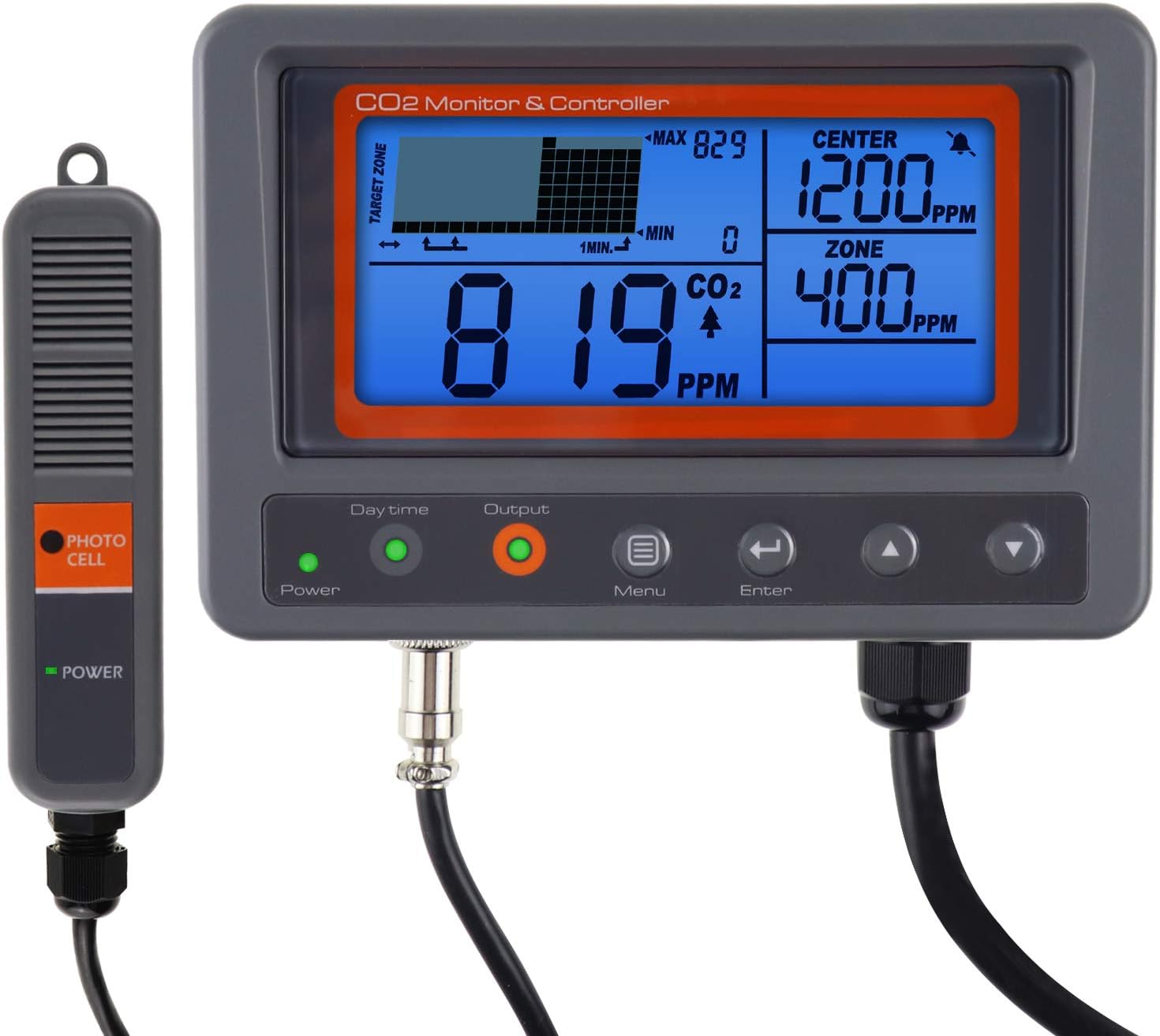 CO2 Controller Carbon Dioxide Controller CO2 Meter Monitor Day and Night Relay Function, NDIR CO2 Sensor for Green House, Grow Rooms, Factory, Home